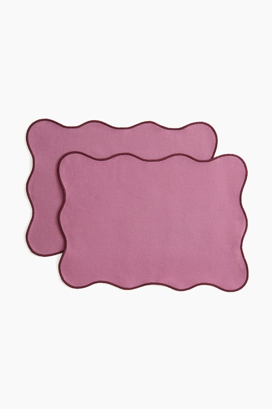 Lot de 2 sets de table à bords festonnés - Violet - Home All | H&M FR