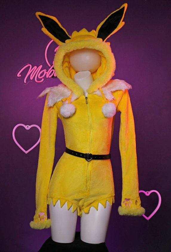 PM Derivative Sexy Lingerie Bodysuit Halloween Plush Hooded Romper and Socks with Belt and Scarf S-4XL
