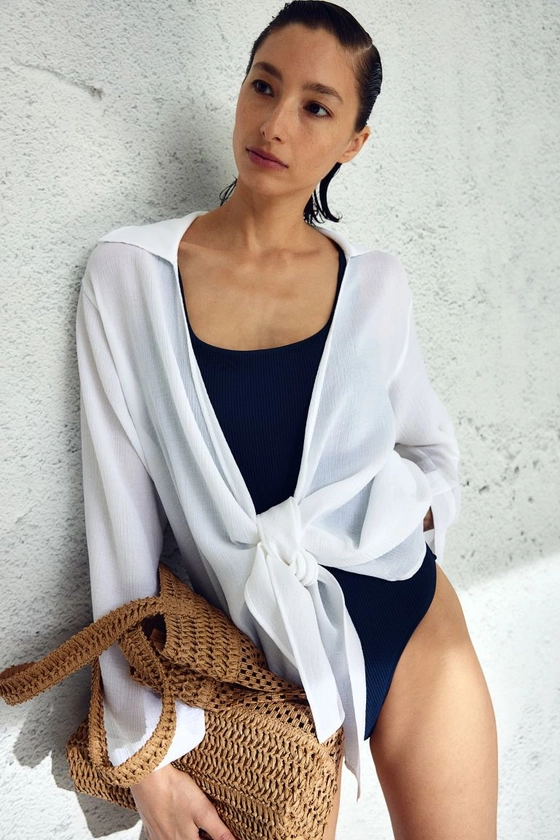 Tie-detail Beach Dress - White - Ladies | H&M US