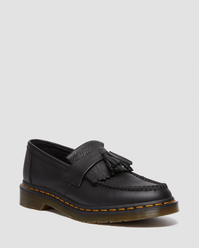 Adrian Virginia Leather Tassel Loafers in Black | Dr. Martens