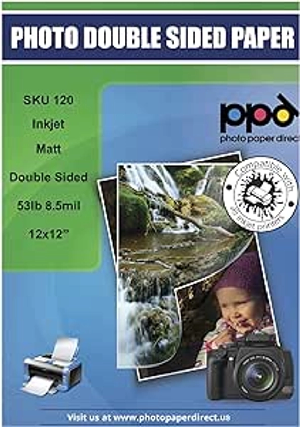 Amazon.com : PPD Double Sided Photo Paper, Matte Brochure Paper 12 x 12 for Inkjet Printer, 210 gsm, 9 mil for Magazine, Flyer, Presentation, Program, Instant Dry & Water Resistant (50 Sheets) : Office Products