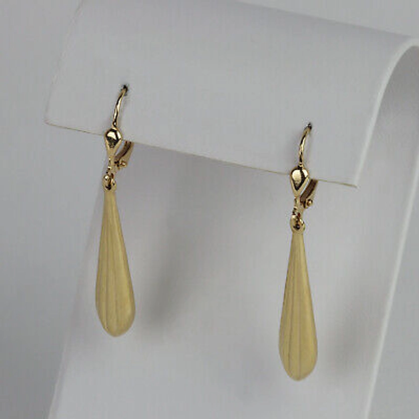 14k Yellow Gold Women's Teardrop Leverback Dangle Earrings