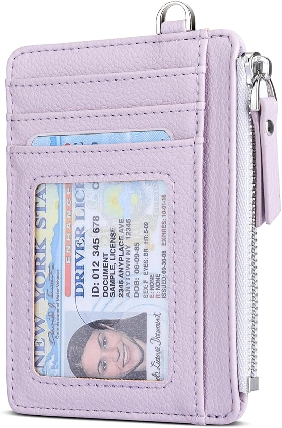 Teskyer Portefeuille Femme, Porte Carte Bancaire, Petit Portefeuille Femme, Porte Cartes de Credit, Cuir PU, RFID, avec Fermeture éclair, contenir Jusqu’à 8 Cartes, Minimaliste, Pourpre Clair