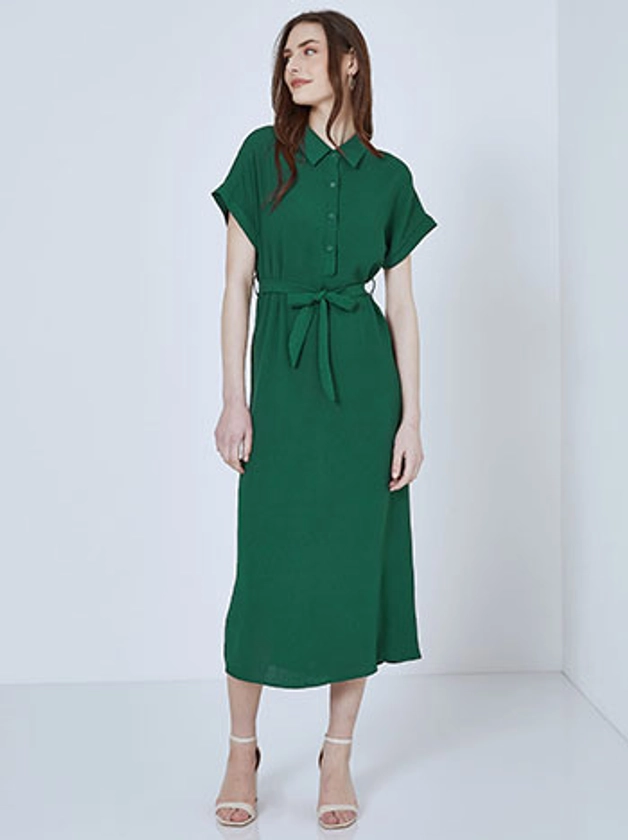 Maxi φόρεμα με κουμπιά σε πράσινο σκούρο, 19,99€ | Celestino