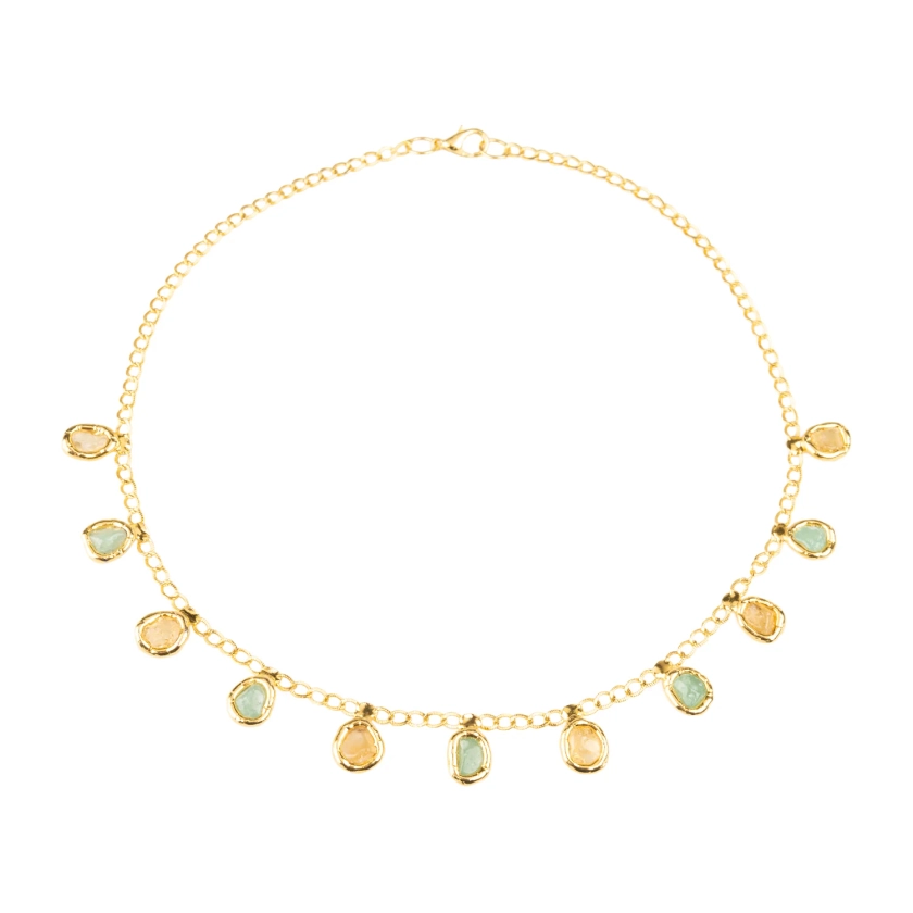 Citrine & Jade Gemstone Necklace