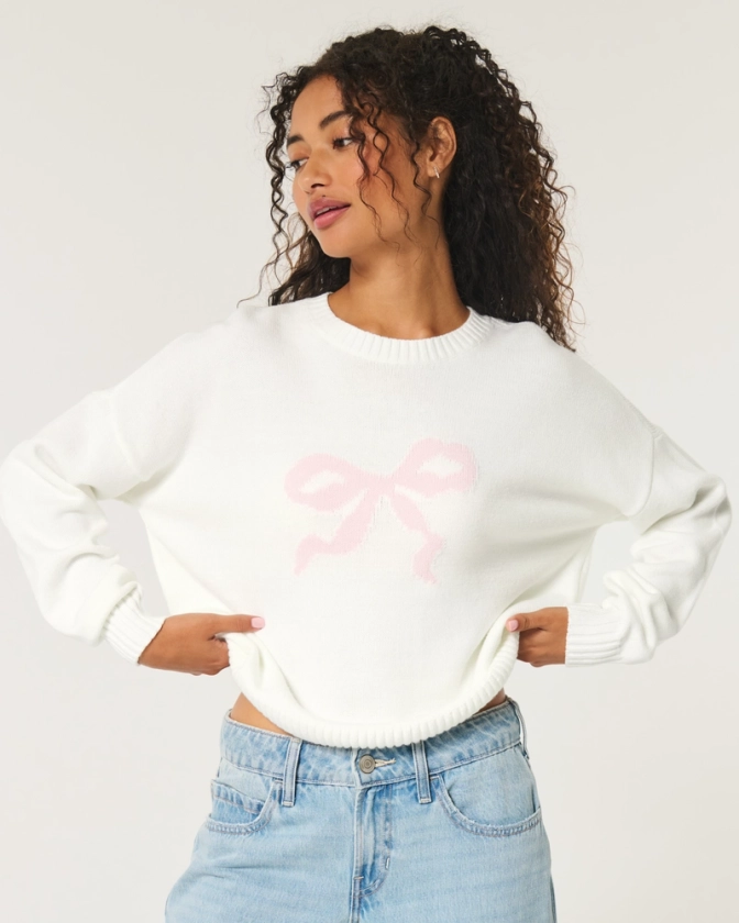 Femmes Pull Easy Fit ras du cou à motif graphique Nœud | Femmes Hauts | HollisterCo.com