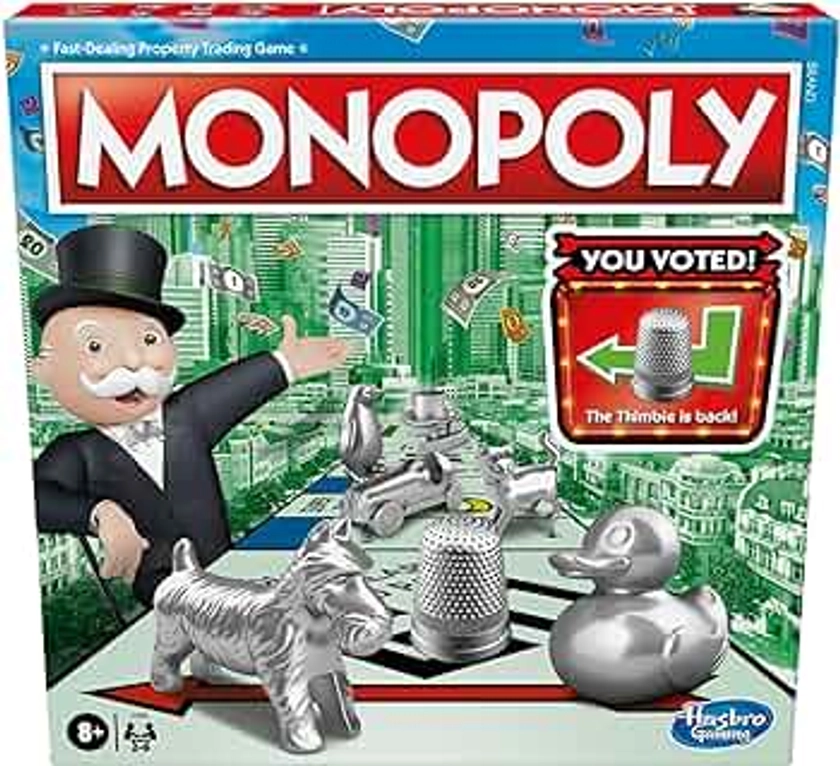 Monopoly Board Game, Family Time Games for Adults and Children, 2 to 6 Players, Strategy Fun for Kids, for Ages 8 and Up