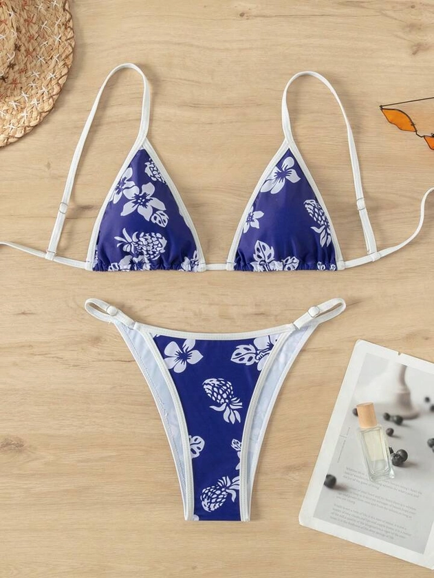 SHEIN Swim Random Flower Printed Bikini Set, Ideal For Summer Beach Vacation | SHEIN USA