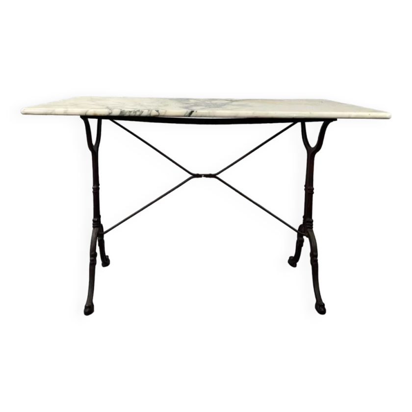 Table bistrot en marbre et fer forgé