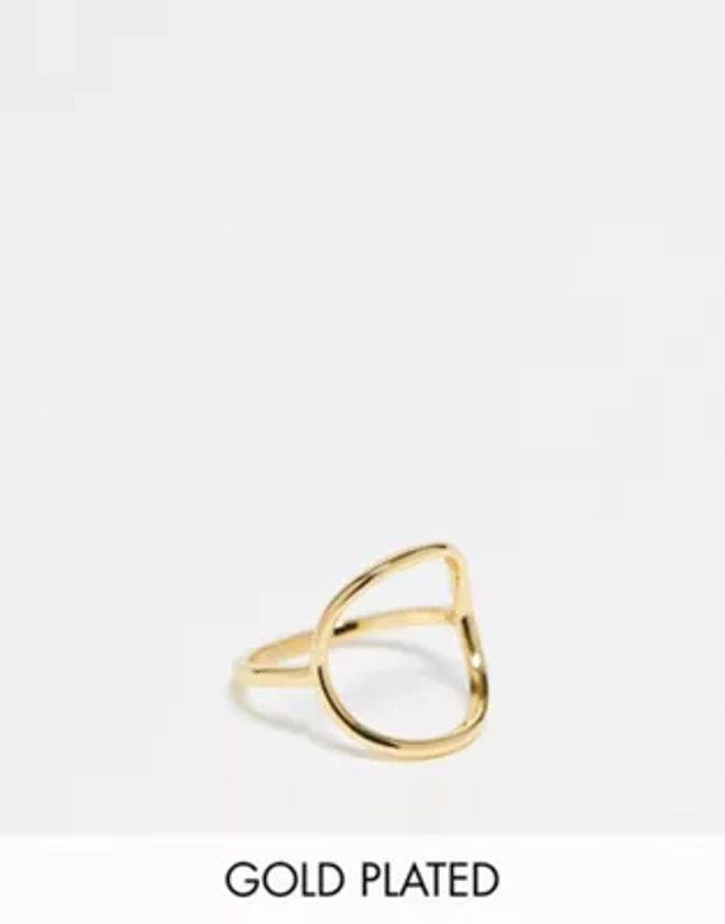 ASOS DESIGN - Bague avec cercle ouvert en plaqué or 14 carats