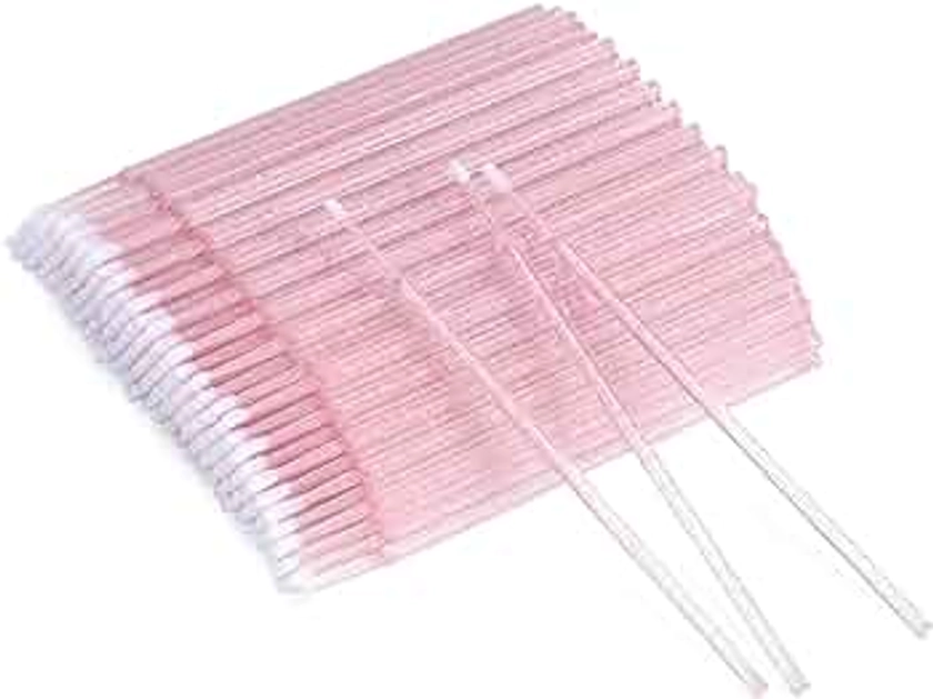 GCQQ 100Pcs Disposable Micro Brushes, Lightweight Micro Applicator Brushes, Crystal Pink Micro Brushes Disposable, Micro Lash Applicator for Cleanning or Make-up (Crystal Pink)