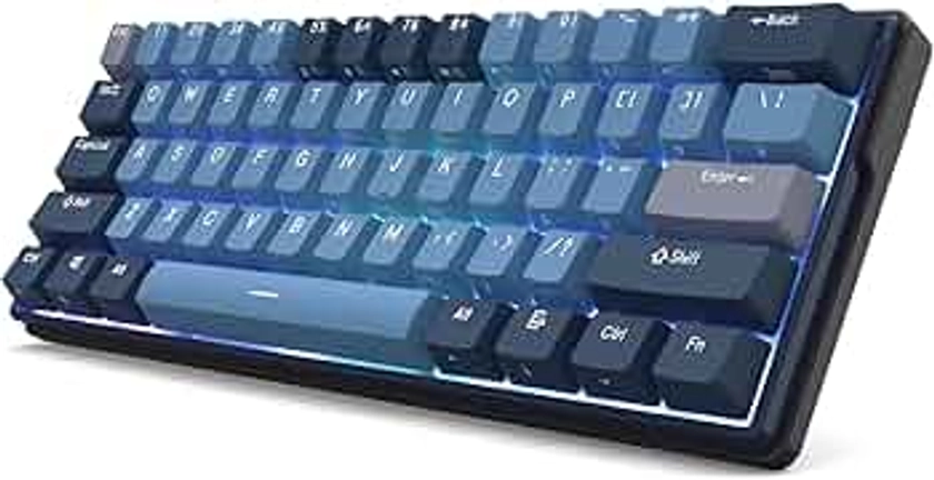 RK ROYAL KLUDGE RK61 Plus Wireless Mechanical Keyboard, 60% Percent Gaming Keyboard with Bluetooth/2.4G/Wired, Hot Swappable RGB PC Keyboards with USB Hub for Win/Mac, Silence Linear SkyCyan Switches