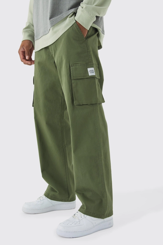 Pantalon cargo large à taille fixe