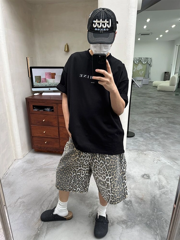 [CGGA] vintage leopard camouflage casual shorts : 에스트렐라스 (estrellas)