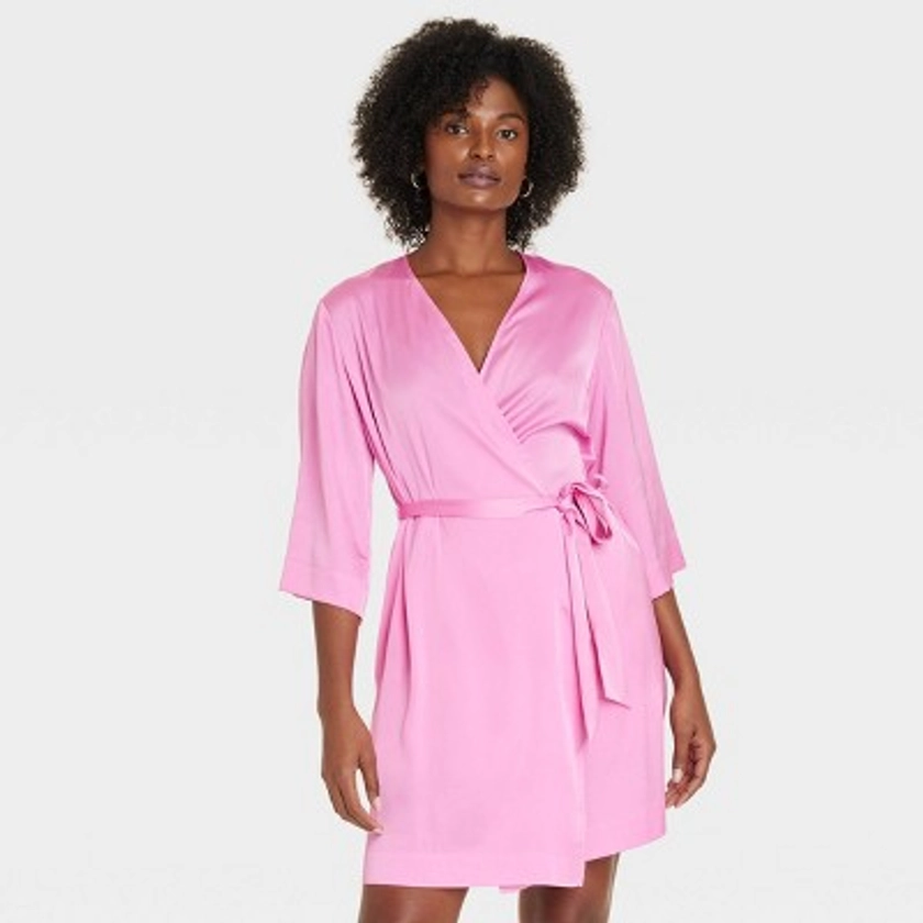 Women's Satin Robe - Auden™ Pink M/L