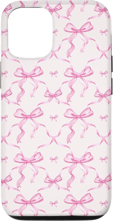 iPhone 14 Aesthetic Pink Ribbons and Bows in Watercolor Case
