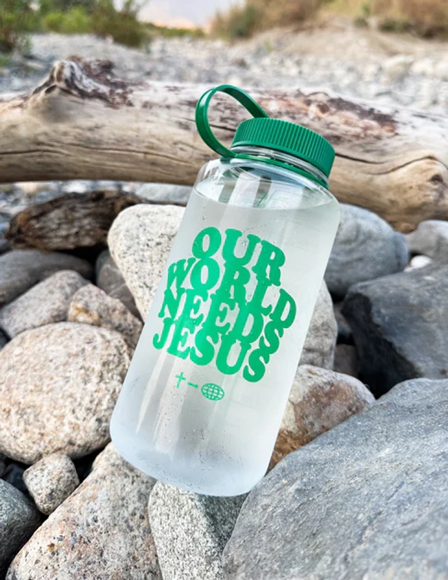 Our World Needs Jesus Water Bottle