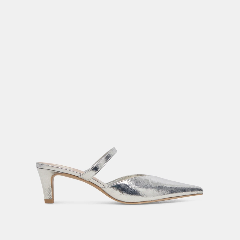 KANIKA MID HEELS SILVER DISTRESSED LEATHER