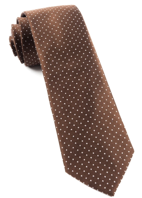 Mini Dots Chocolate Brown Tie | Silk Ties | Tie Bar