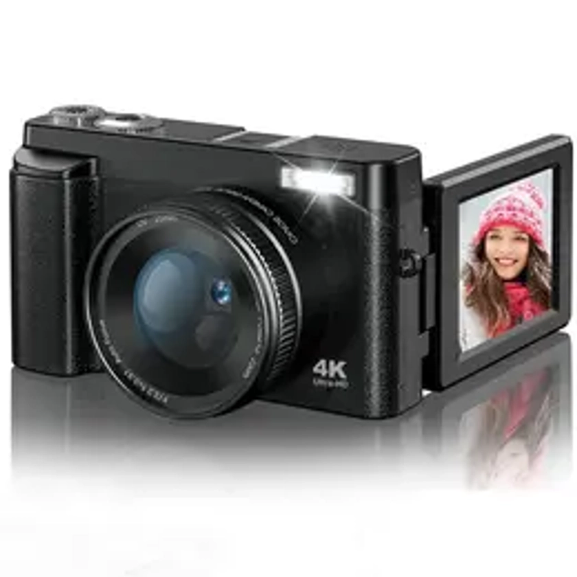 Fall 4K Digital Camera, 48MP Vlogging Camera, Compact Camera Electronics 16X Zoom Digital Camera with Flip Screen, 32G SD Card, Summer Gift, Electronics Point Shoot Cameras, Digital Camera Pictures