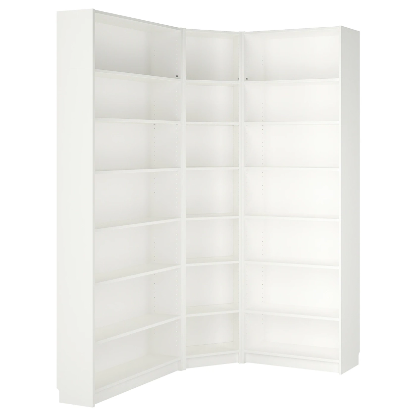 BILLY bookcase corner comb w ext units, white, 531/2/531/2x11x931/4" - IKEA
