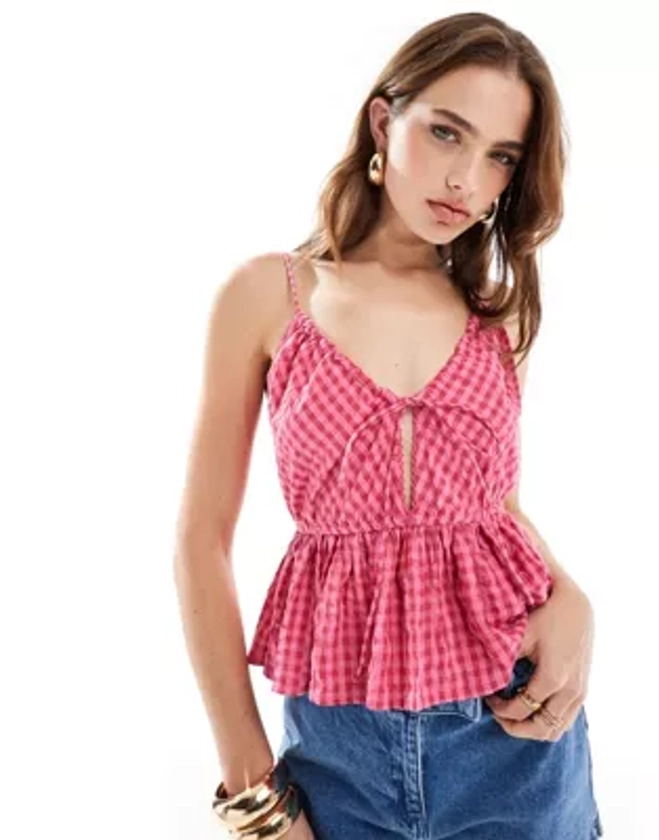 ASOS DESIGN - Caraco style babydoll - Carreaux vichy