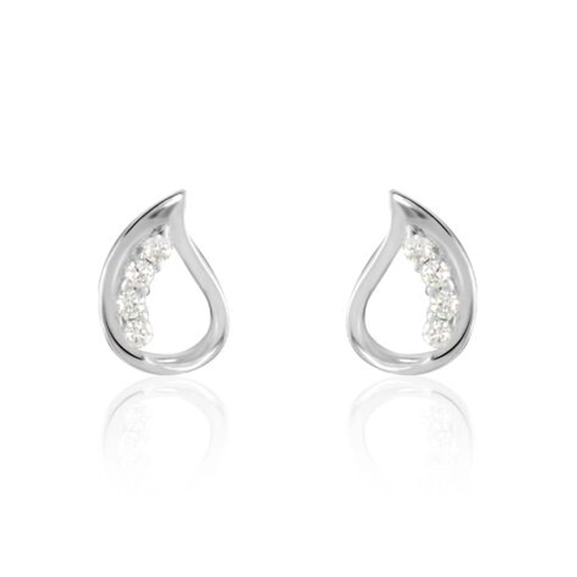 Boucles D'oreilles Puces Argent Blanc Sylvan Oxydes De Zirconium