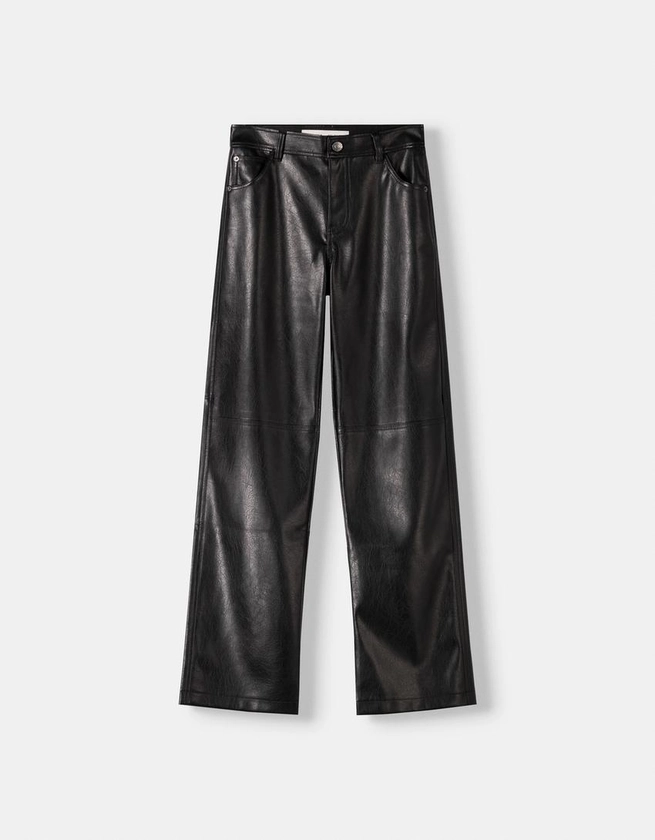 Pantalon regular en similicuir