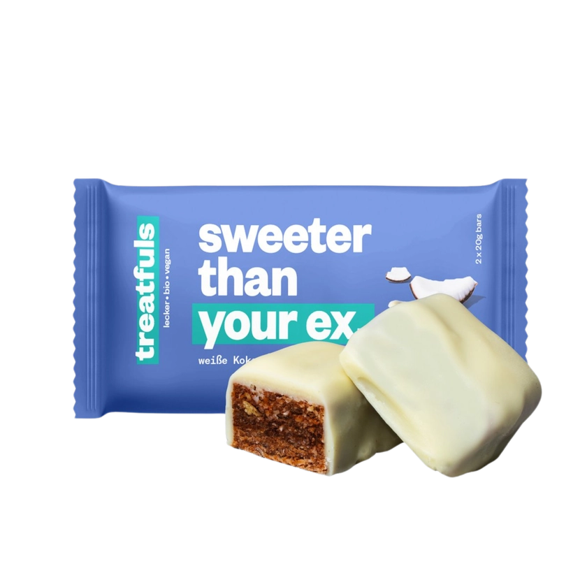 Ekologiškas migdolų, kokosų ir balto šokolado batonėlis SWEETER THAN YOUR EX, be glitimo | treatfuls (2x20 g)