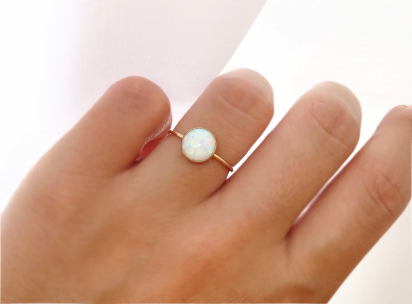 White Opal Ring, White Fire Opal Ring, Multicolour Fire Opal, Silver Opal Ring, Fire Opal Ring, Promise Ring, October Birthstone Ring, Opal - Etsy