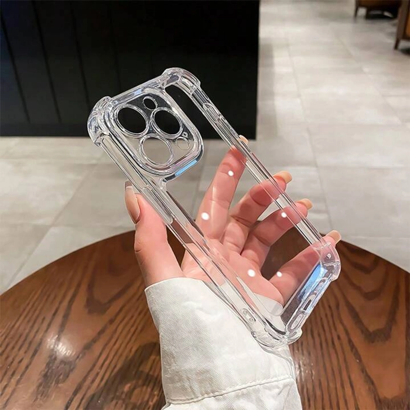 Basic Phone Cases 1pc New Arrival Transparent High-Definition Phone Case With Airbag Corner Protection, Compatible With Iphone 15/15pro/15promax/14/13/12/11/Xs Max/8plus/8/7plus/7/S24ultra/S24plus/S24/S23ultra/S23plus/S23/S22ultra/S22plus/S22/A52/A53/A72/A73 Series | SHEIN UK