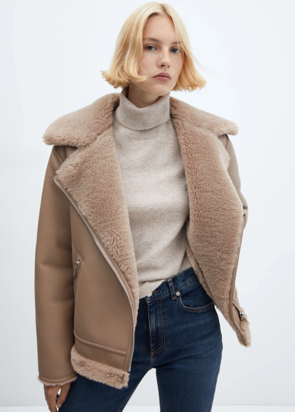 Faux shearling-lined jacket - Woman | MANGO OUTLET USA