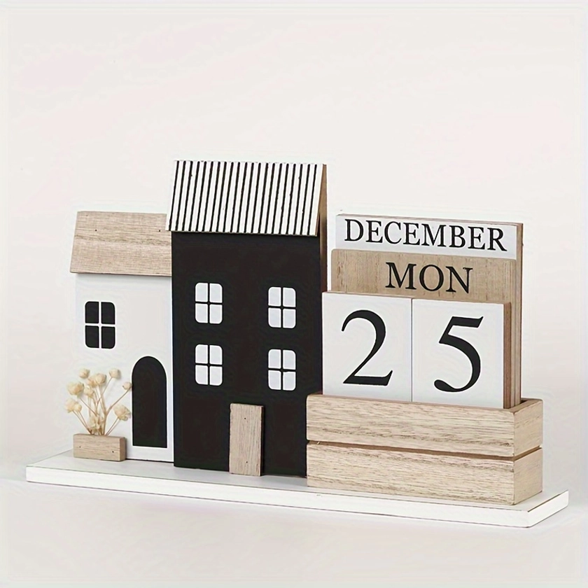 Wooden Desk Calendar Daily Countdown Decor Home - Temu Canada