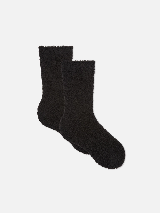 2pk Fluffy Bouclé Socks