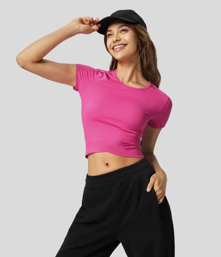 Women’s Softlyzero™ Plush Crossover Hem Cropped Yoga Sports Top - Halara 