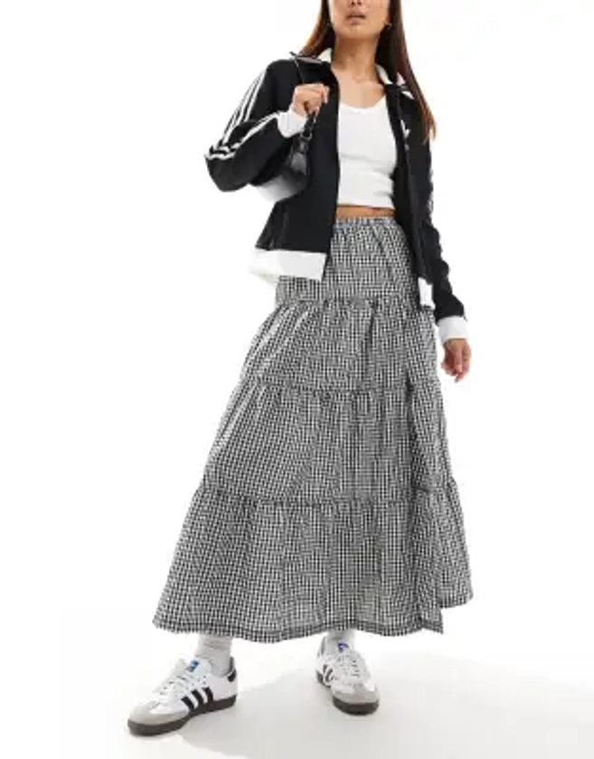 Bershka - Jupe longue étagée à carreaux vichy - Noir et blanc | ASOS