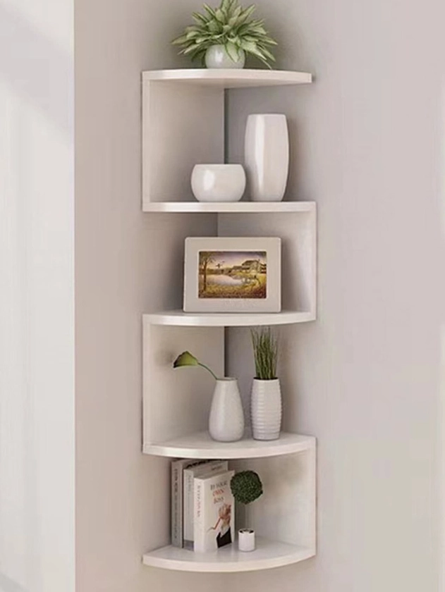 Multilayer Corner Shelves Floating Wall Mounted Storage, Easy-to-assemble Tiered Wall Hanging Organizer For Bedroom, Bathroom, Kitchen, Office, Living Room (1pc) | SHEIN USA