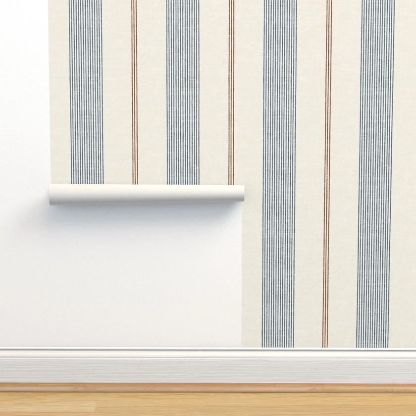 (large scale) Ivy Stripes - Vertical Wallpaper | Spoonflower