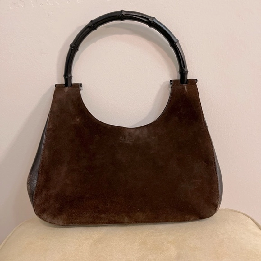Gucci Bamboo Shoulder Bag in Suede and Leather