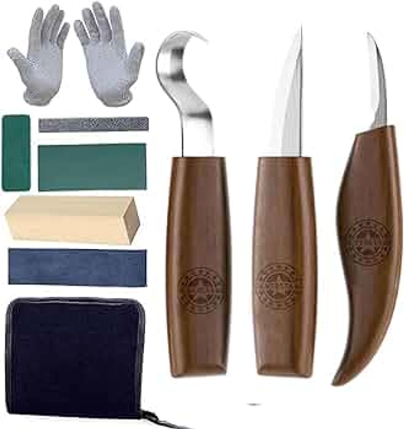 SilverStaar Whittling Kit - Wood Carving Kit - Woodworking Tools (10 in 1 Set)