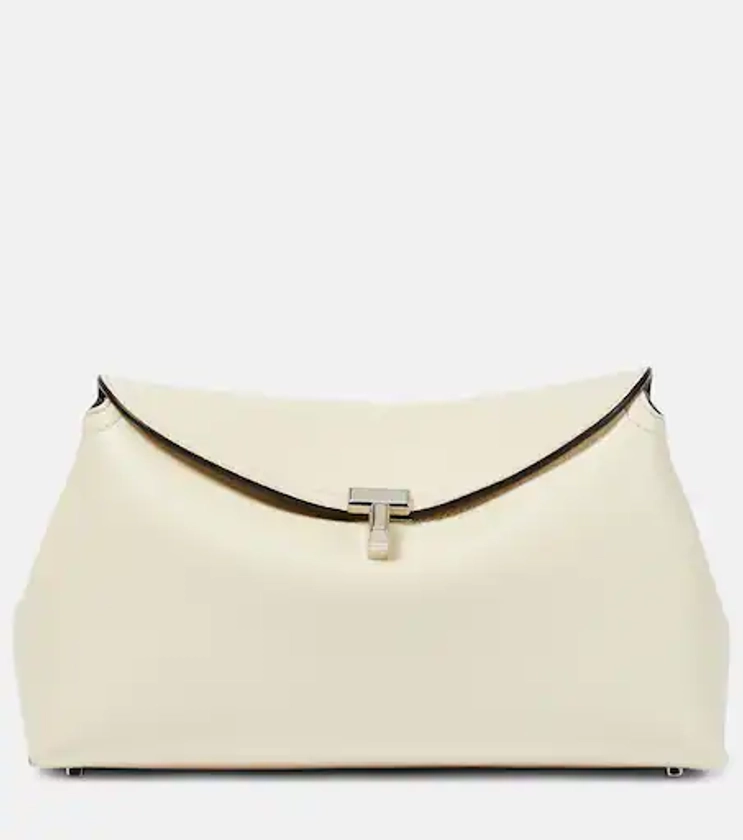 T Lock Small leather clutch in white - Toteme | Mytheresa