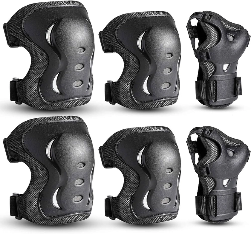 Kids/Youth/Adult Knee Pads Elbow Pads with Wrist Guards Protective Gear Set 6 Pack for Rollerblading Skateboard Cycling Skating Bike Scooter Riding Sports