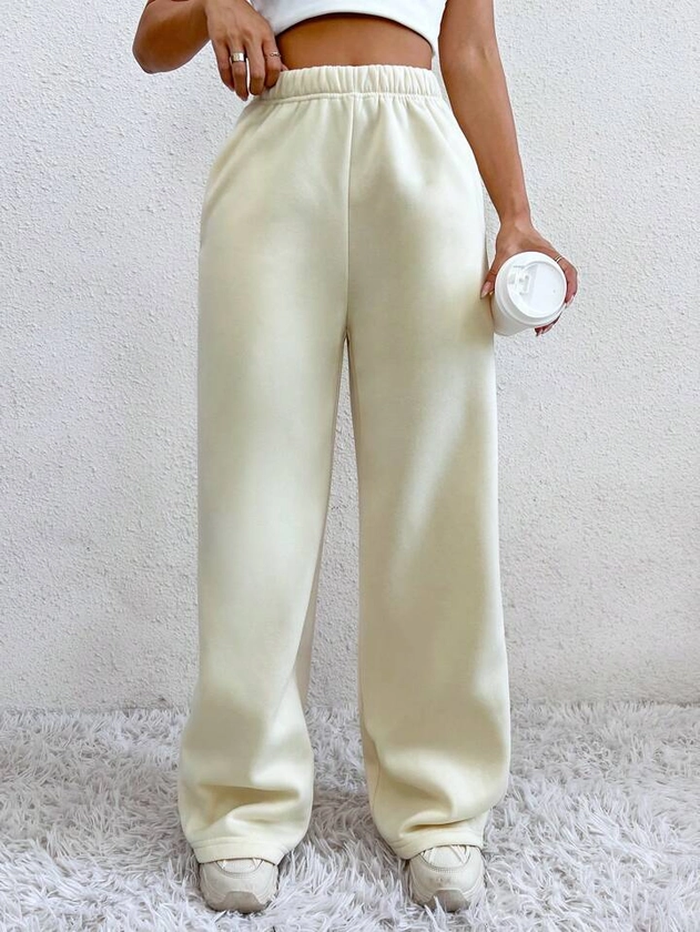 Solid Elastic Waist Sweatpants