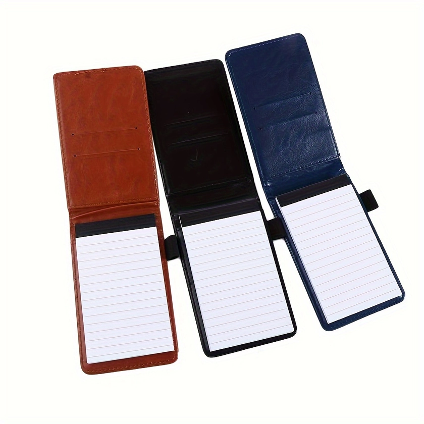 1pc, Multifunction Pocket Planner A7 Notebook Small Notepad Note Book Leather Cover Business Diary Memos Office School Stationery, School Supplies, Ba