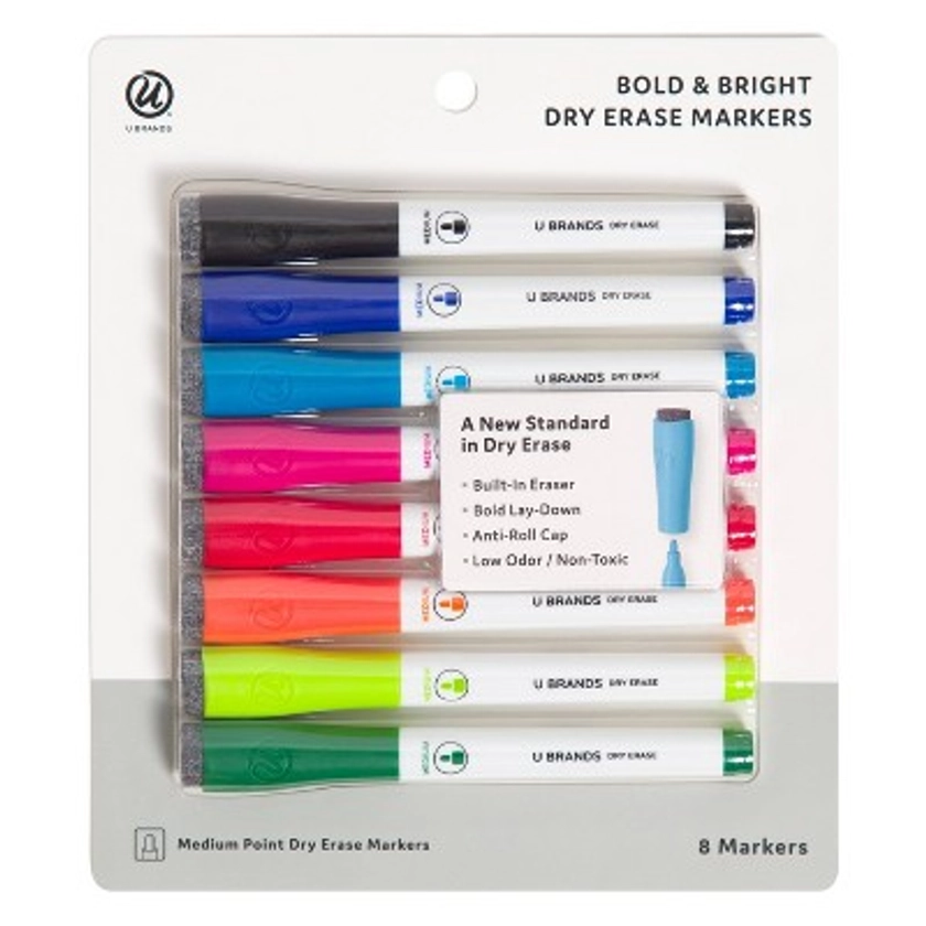 U Brands 8ct Medium Point Dry Erase Markers
