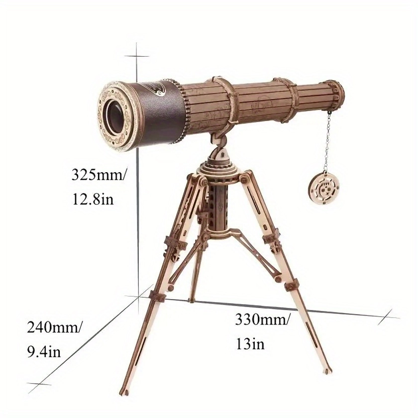 DIY 314pcs Telescopic Monocular Telescope Wooden Model Building Kits Assembly Toy Gift For Adult