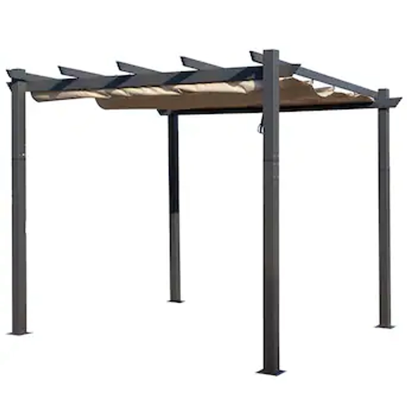 Kozyard Pergolas 10-ft W x 10-ft L x 8-ft H Gray Metal Freestanding Pergola with Canopy Lowes.com