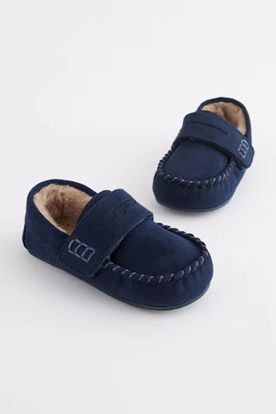 Buy Navy Mocassin Warm Lined Slippers from the Next UK online shop