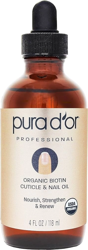 Amazon.com: PURA D'OR Organic Nail & Cuticle Oil (4oz) - Enriched with Biotin, Vitamin E, Natural Ingredients - Nourishing Treatment for Nail Growth & Healthy Beds : Beauty & Personal Care