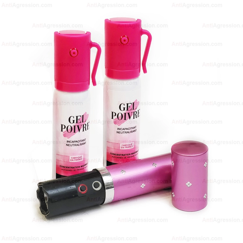 Kit protection ultime rose lipstick 2 bombes lacrymogènes - Auto-défense Femmes - Lacrymogène